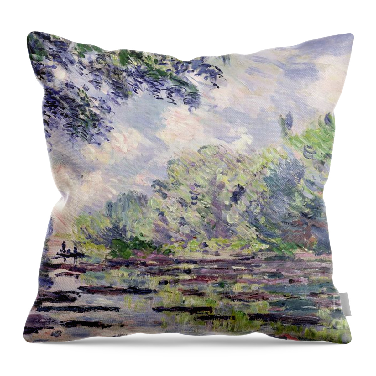 French Throw Pillow featuring the painting The Seine at Giverny by Claude Monet
