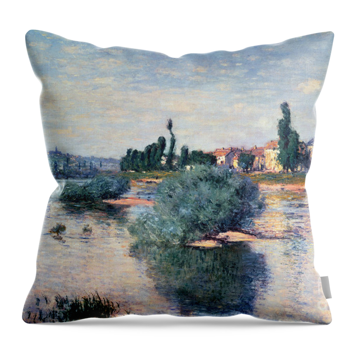 River Throw Pillow featuring the painting The Seine at Lavacourt by Claude Monet