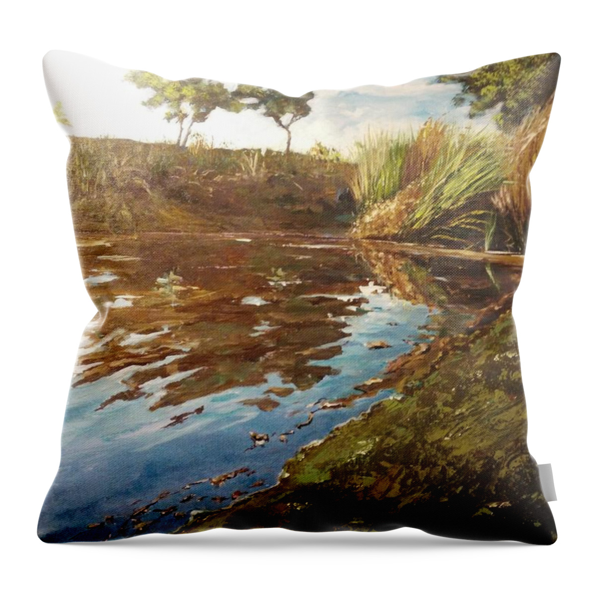  Throw Pillow featuring the painting The Seven Lakes by Ray Khalife