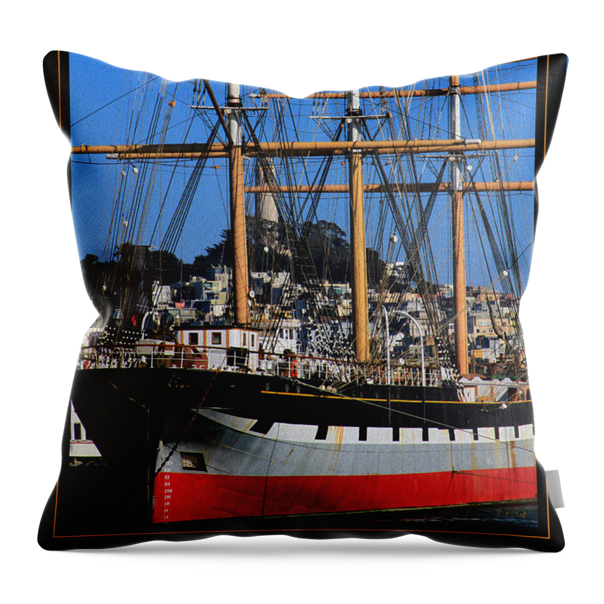 Bonnie Follett Throw Pillow featuring the photograph The ship Balclutha by Bonnie Follett