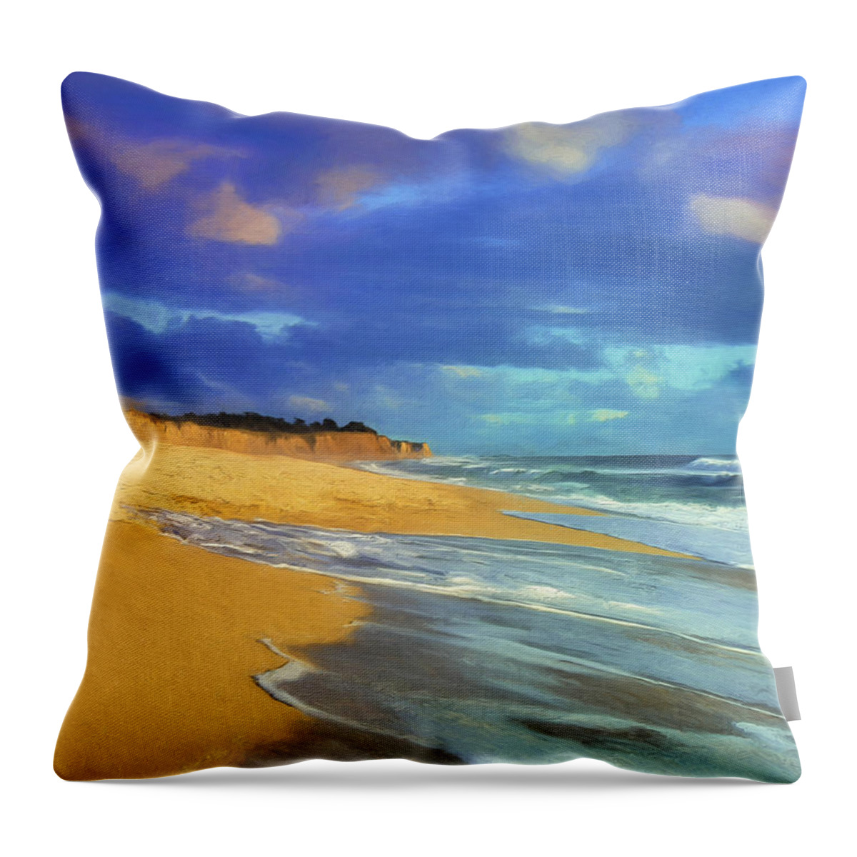Beach Throw Pillow featuring the painting The Shoreline at Half Moon Bay by Dominic Piperata