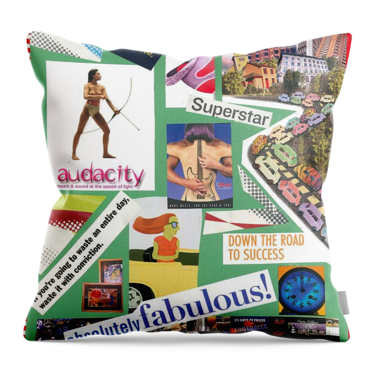 Collage Art Throw Pillow featuring the mixed media The Silly Side of Life by Susan Schanerman