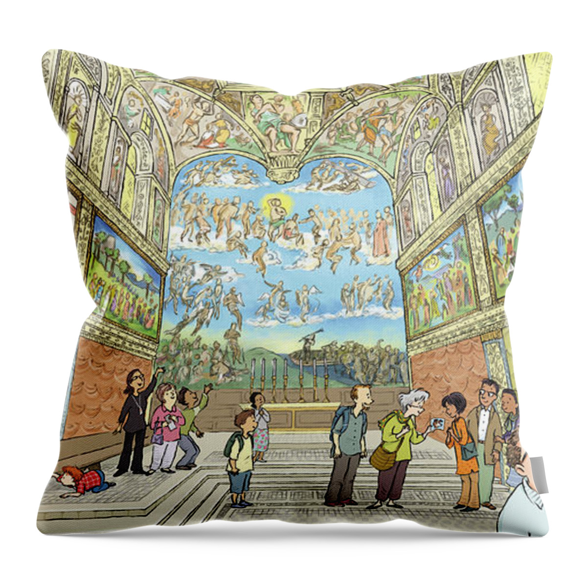 Rome Romp Throw Pillow featuring the digital art The Sistene Chapel by Renee Andriani