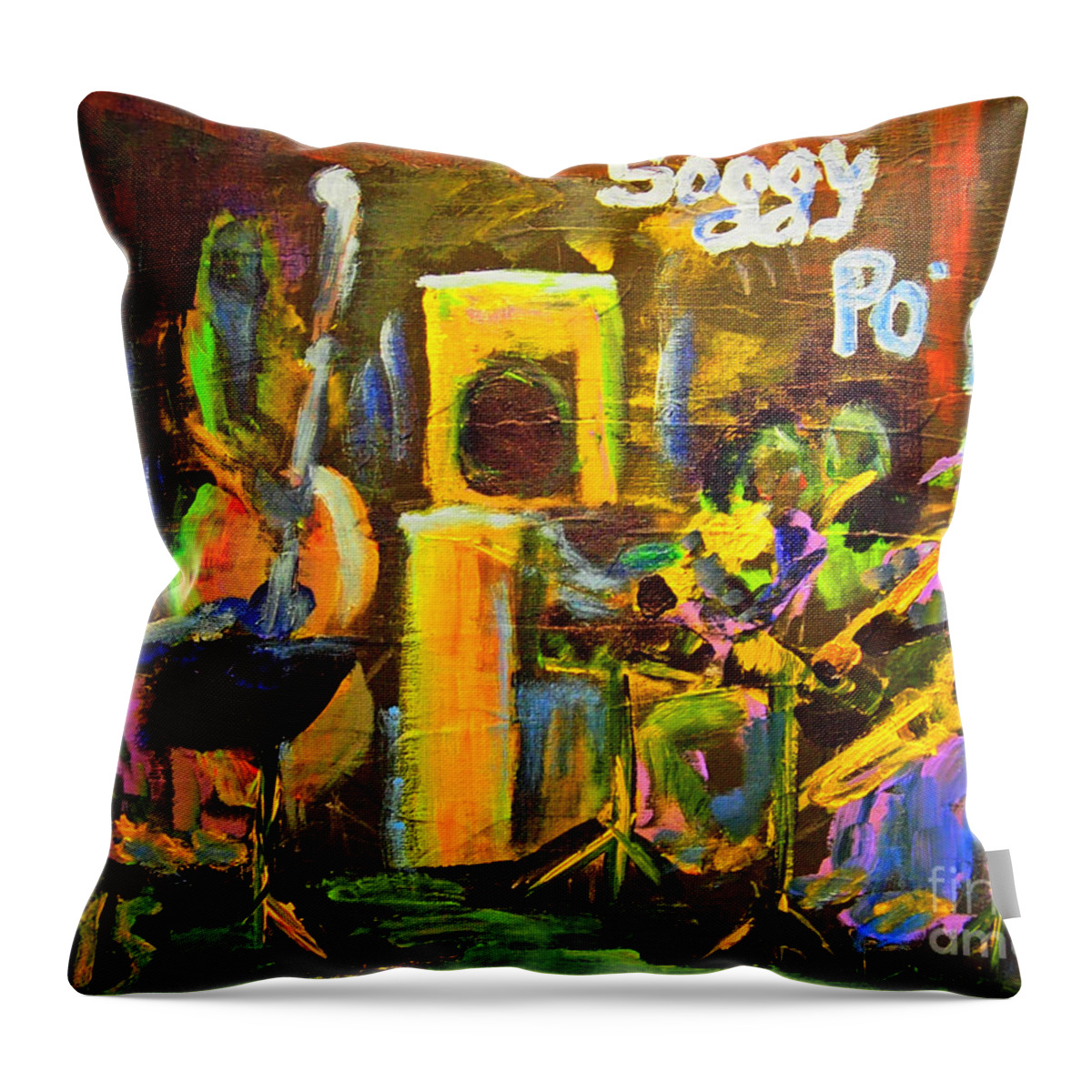  Throw Pillow featuring the painting The Soggy Po Boys by Francois Lamothe