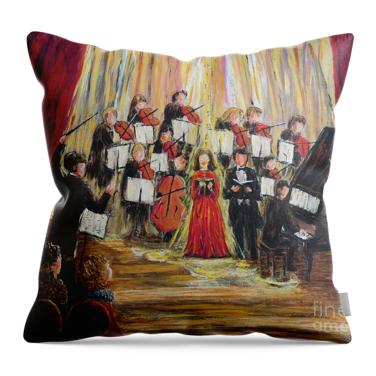 Artist Throw Pillow featuring the painting The Solo by Linda Donlin