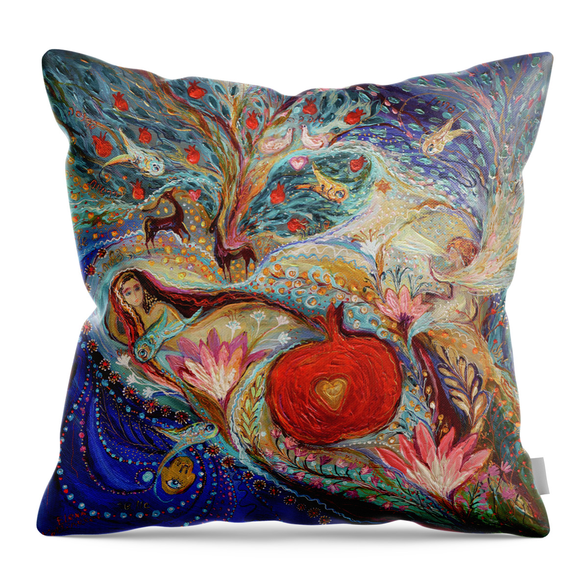 Modern Jewish Art Throw Pillow featuring the painting The Song of songs. Night by Elena Kotliarker