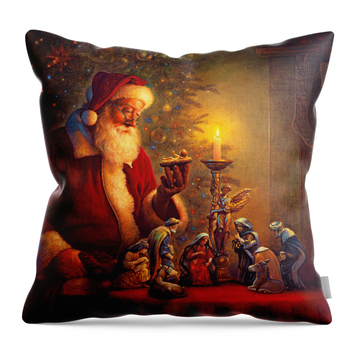 #faaAdWordsBest Throw Pillow featuring the painting The Spirit of Christmas by Greg Olsen