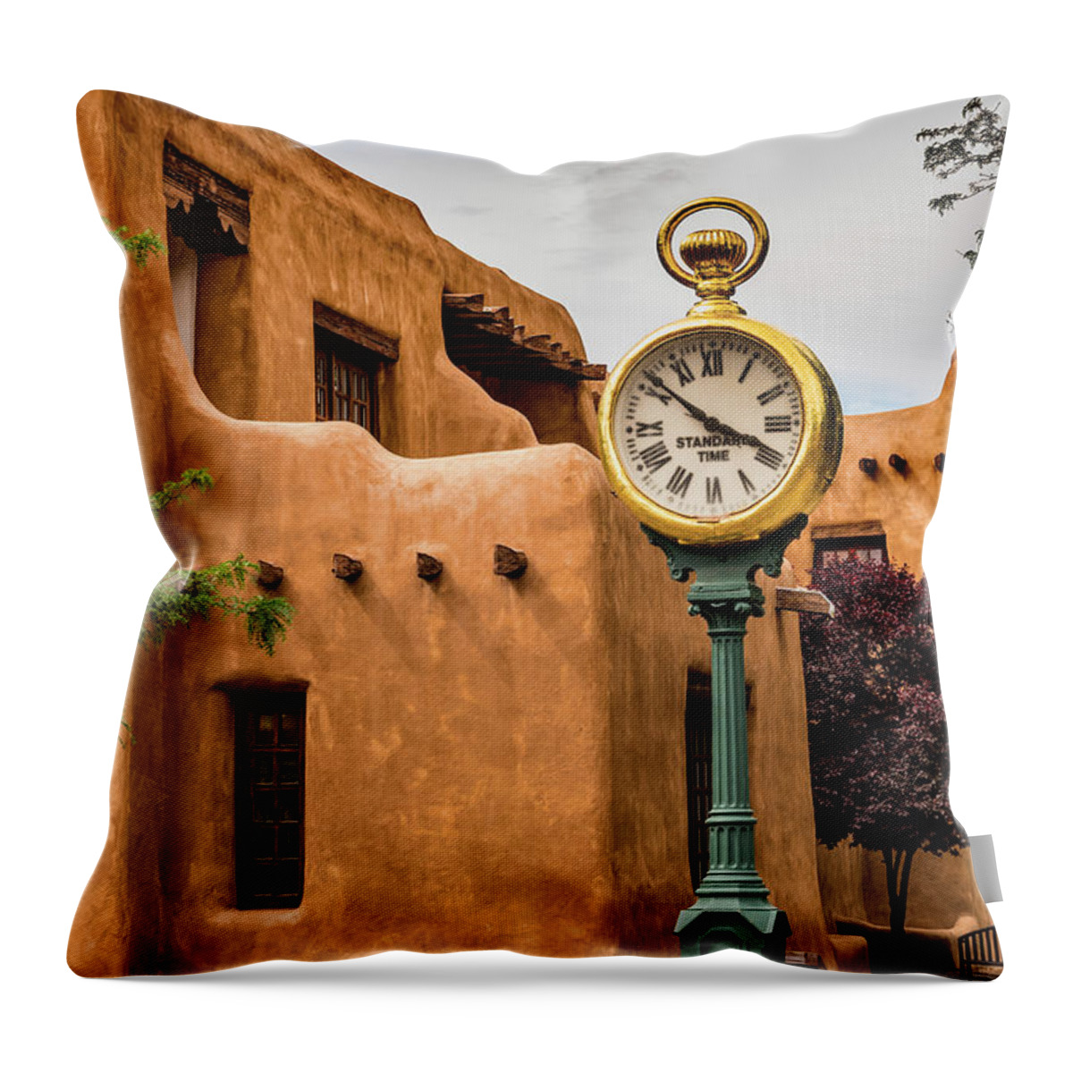 Adobe Throw Pillow featuring the photograph The Spitz Clock by Paul LeSage