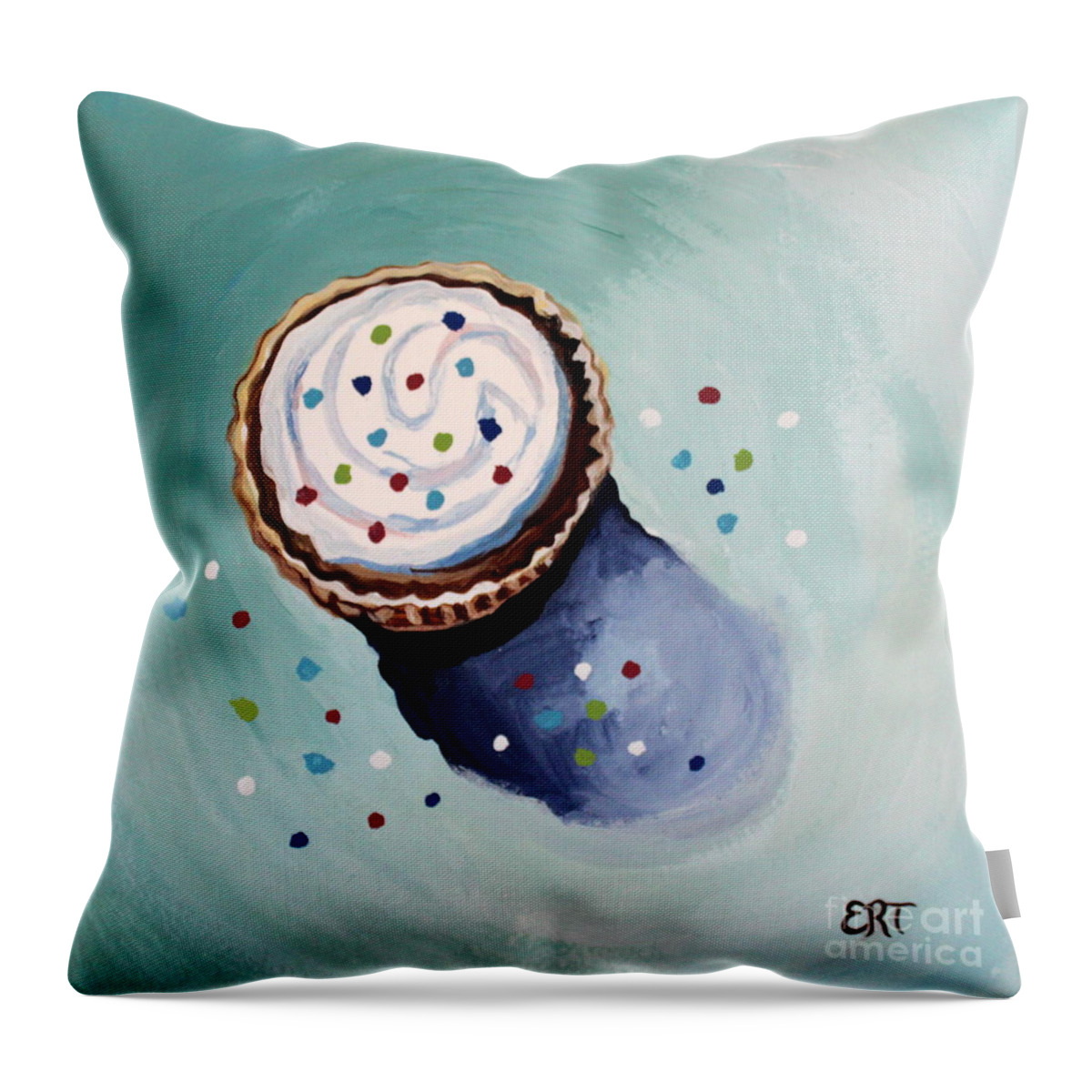 Cupcake Throw Pillow featuring the painting The Sprinkled Cupcake by Elizabeth Robinette Tyndall