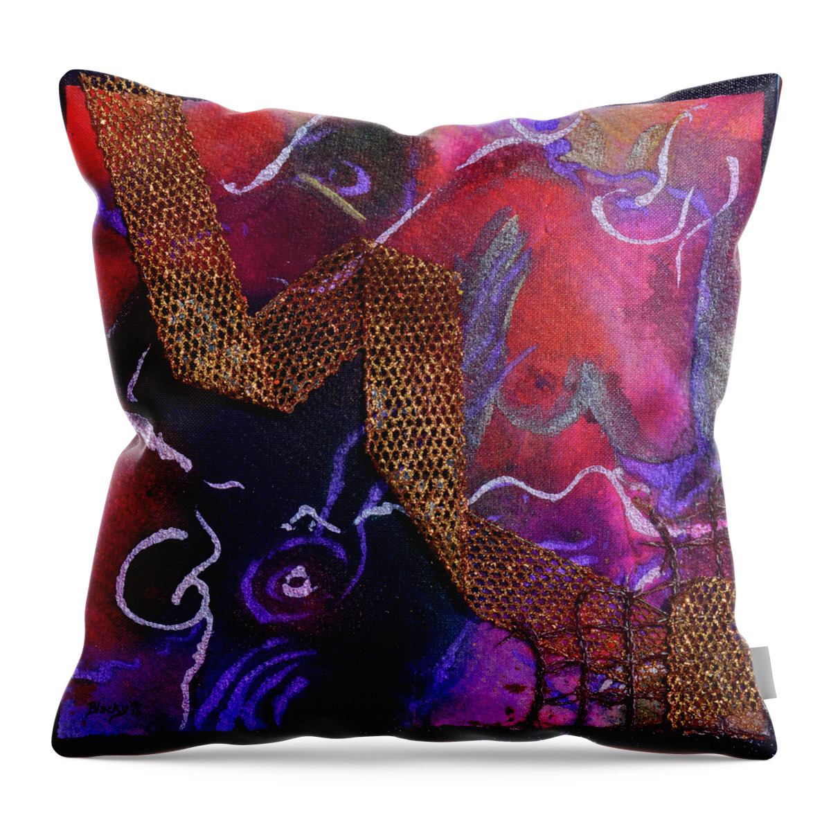 Spy Throw Pillow featuring the painting The Spy Who Loved Me by Donna Blackhall