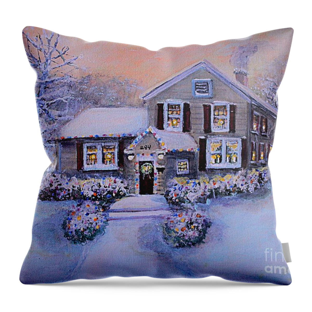 Waltham Throw Pillow featuring the painting The Stanton Homestead by Rita Brown