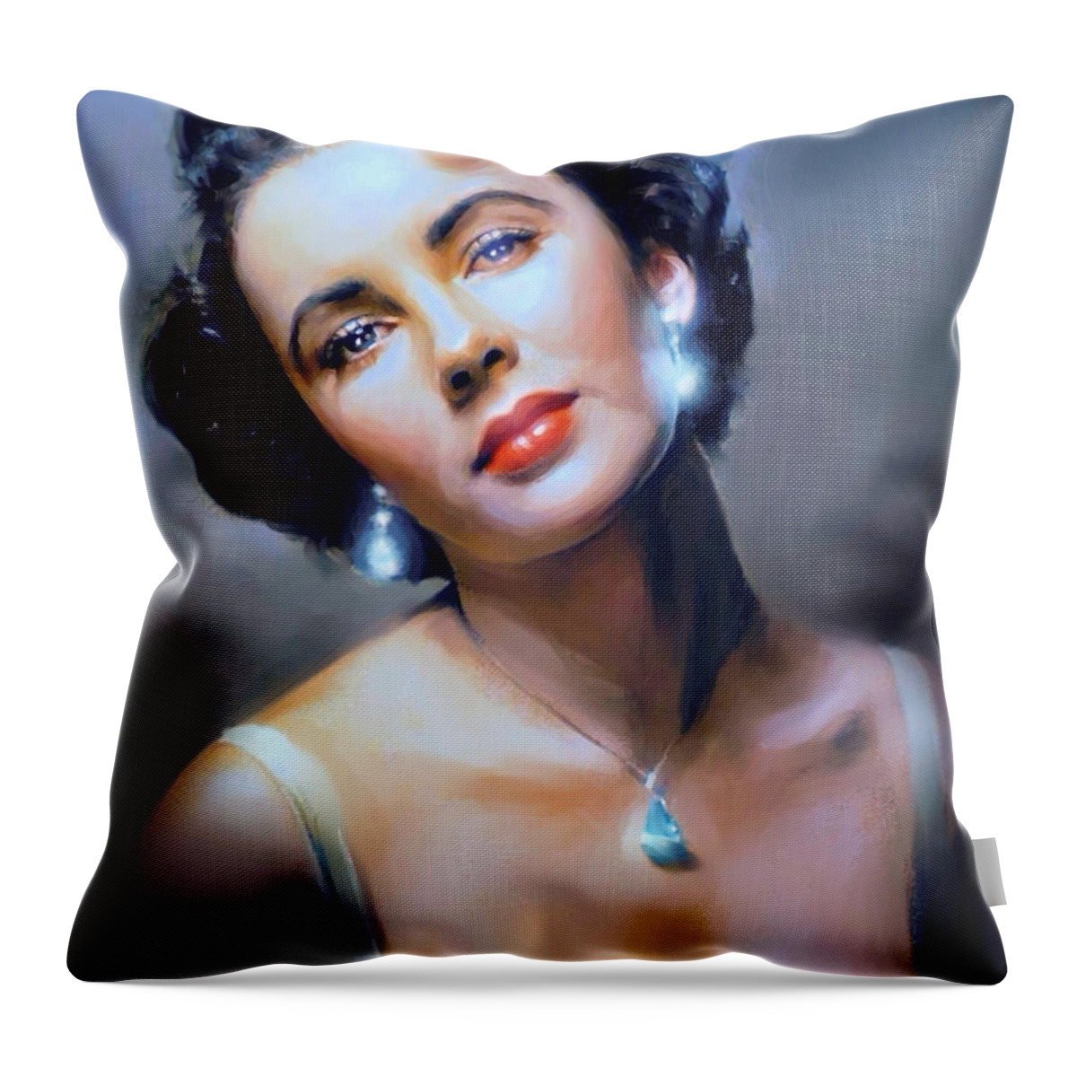 Liz Taylor Throw Pillow featuring the painting The Starlet by David Luebbert