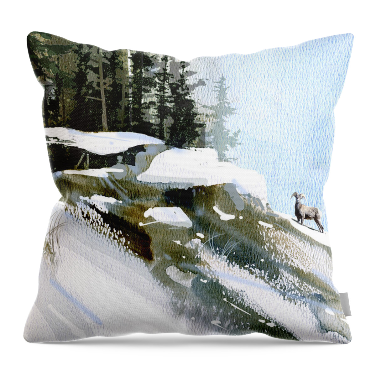 Nature Throw Pillow featuring the painting The steep climb by Paul Sachtleben