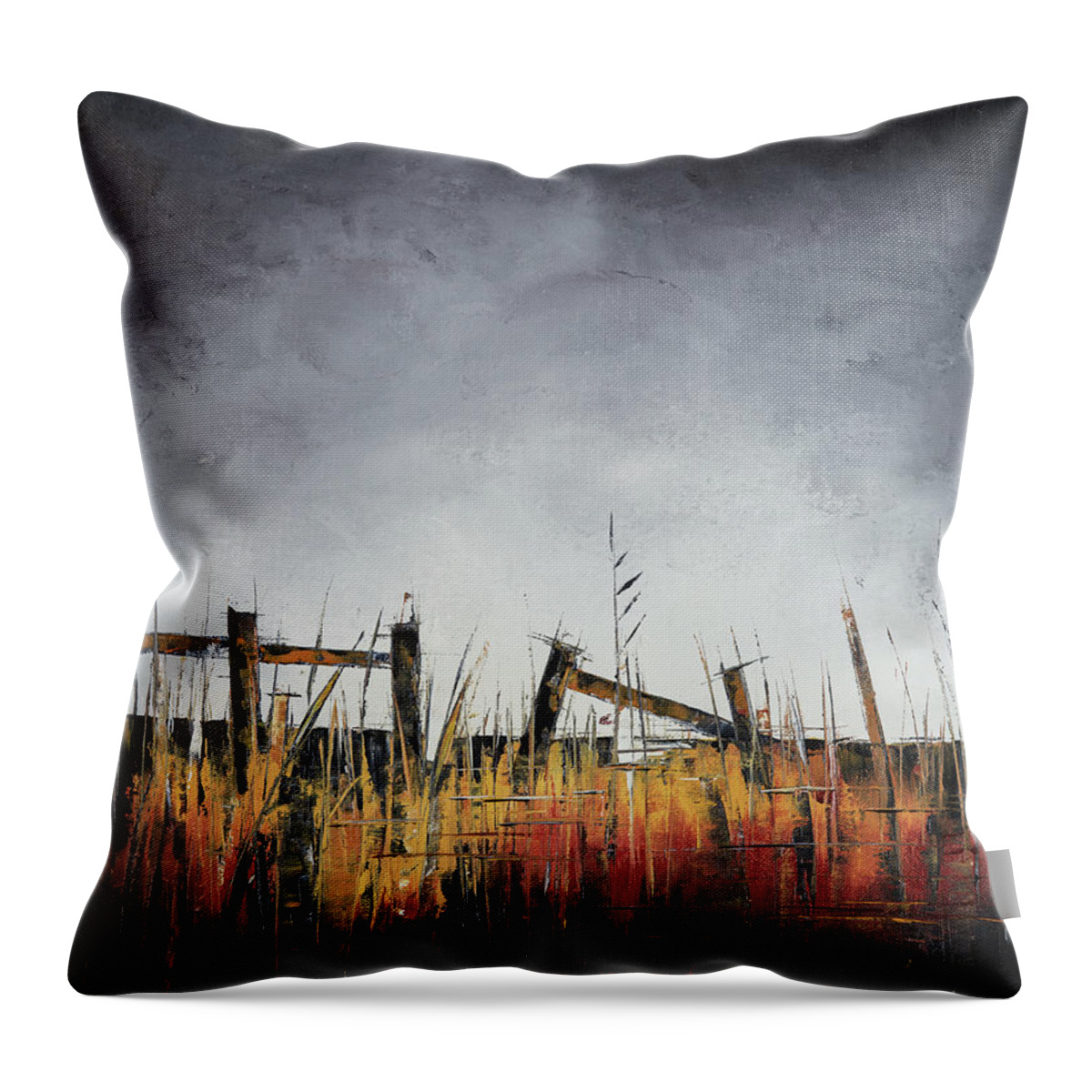 Fields Throw Pillow featuring the painting The Stories Were Left Untold by Carolyn Doe