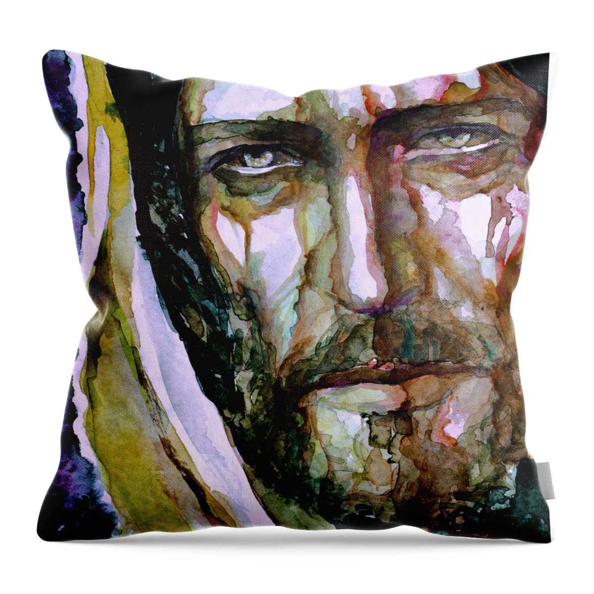 Jesus Throw Pillow featuring the painting The Suffering God 3 by Laur Iduc