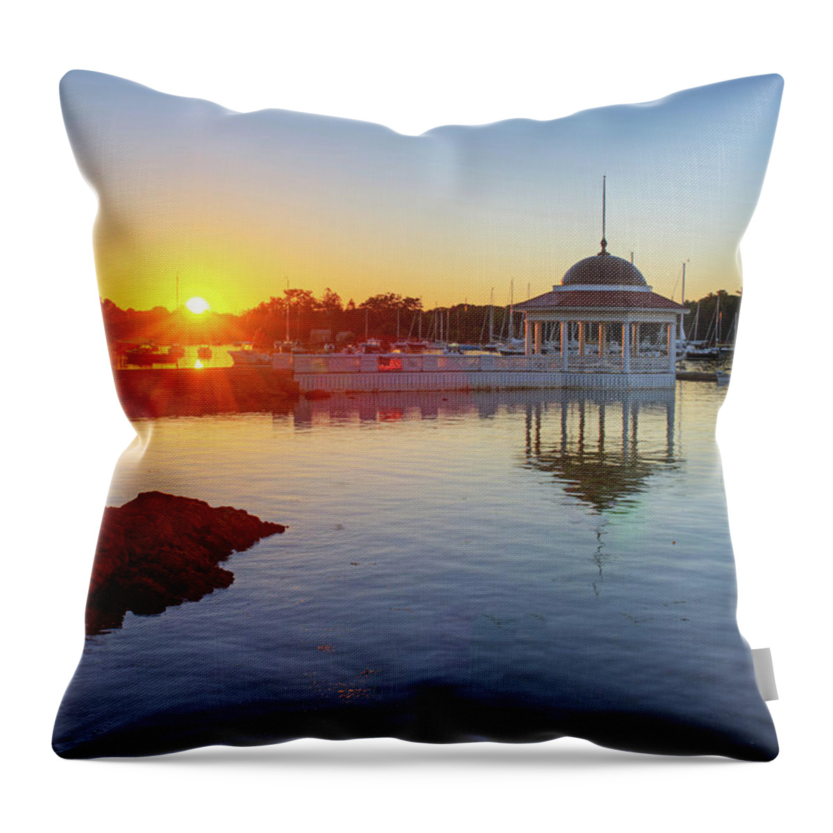 Manchester Throw Pillow featuring the photograph The Sun Rises over Manchester By The Sea MA Tucks Point by Toby McGuire
