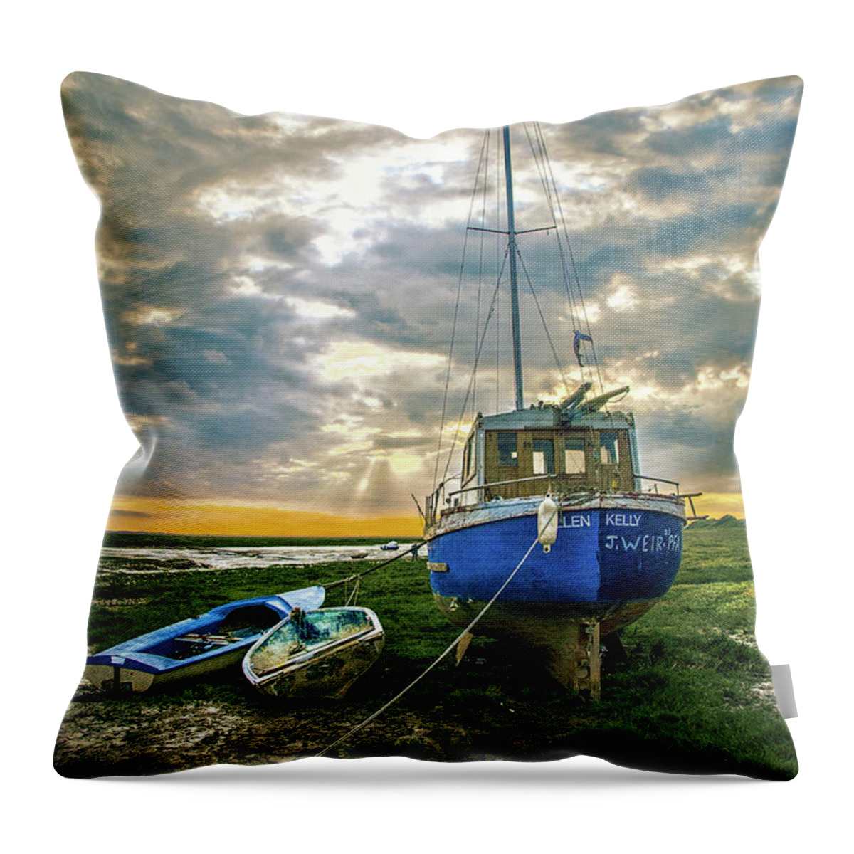 Boat Throw Pillow featuring the photograph The Sun Sets on The Ellen Kelly by Brian Tarr