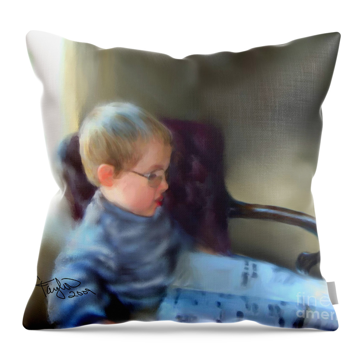 Children Throw Pillow featuring the painting The Sunday Paper by Colleen Taylor