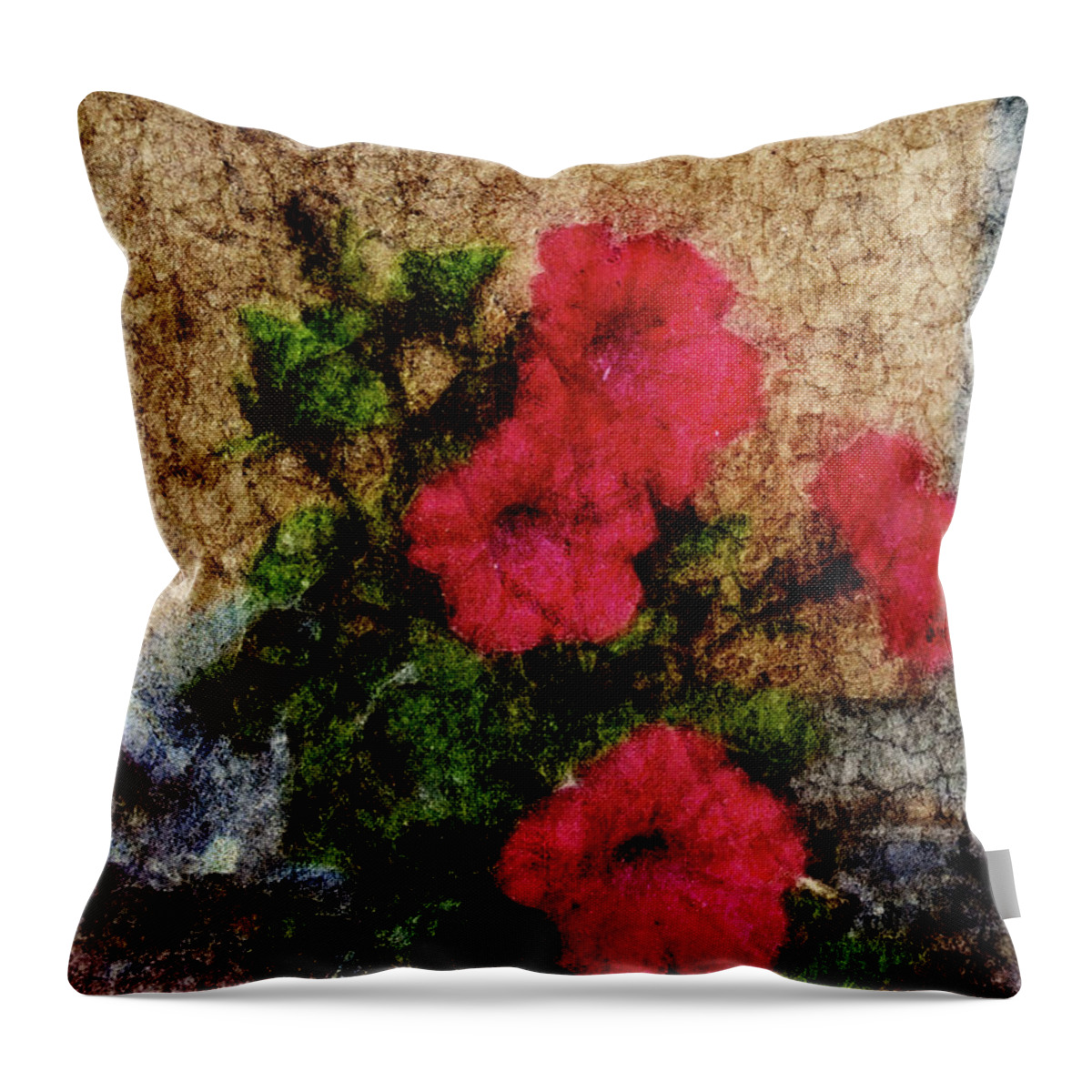 Petunia Throw Pillow featuring the digital art The Survivor by JGracey Stinson