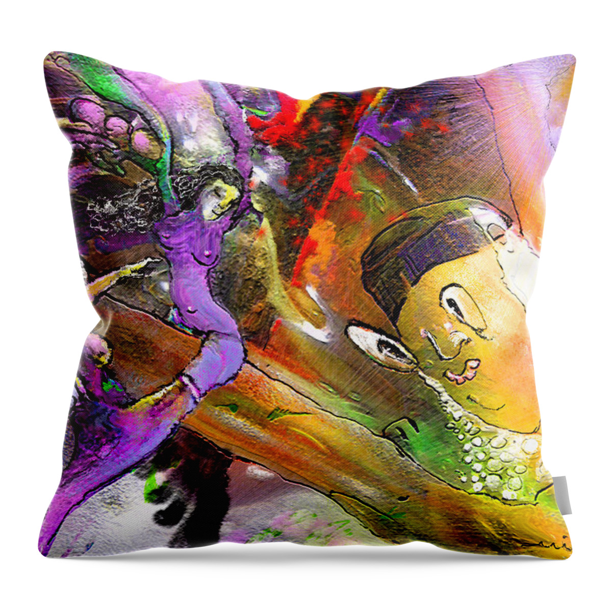 Fantasy Throw Pillow featuring the painting The Sweeties 02 by Miki De Goodaboom