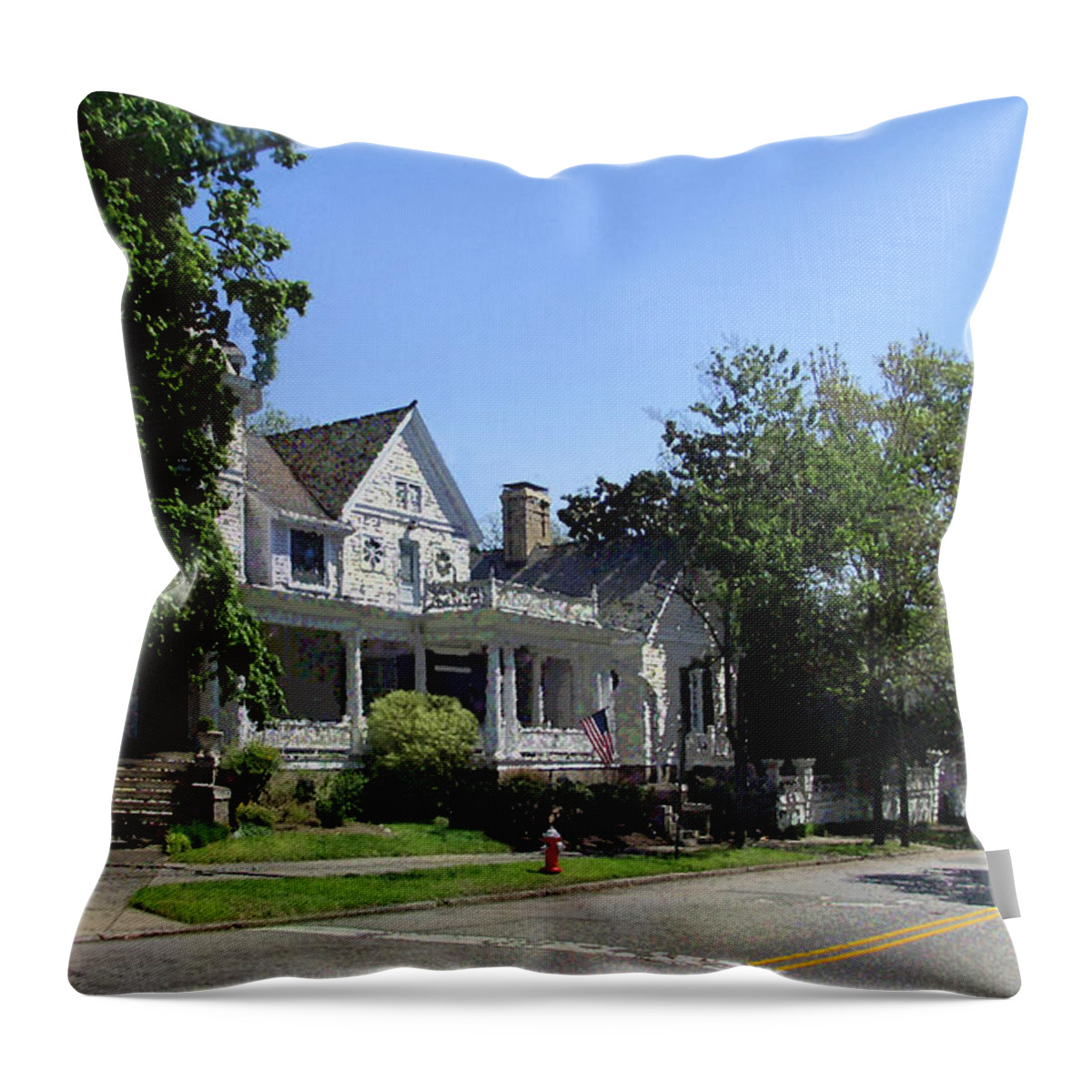 Raleigh Historic Home Throw Pillow featuring the photograph The Taylor House by David Zimmerman