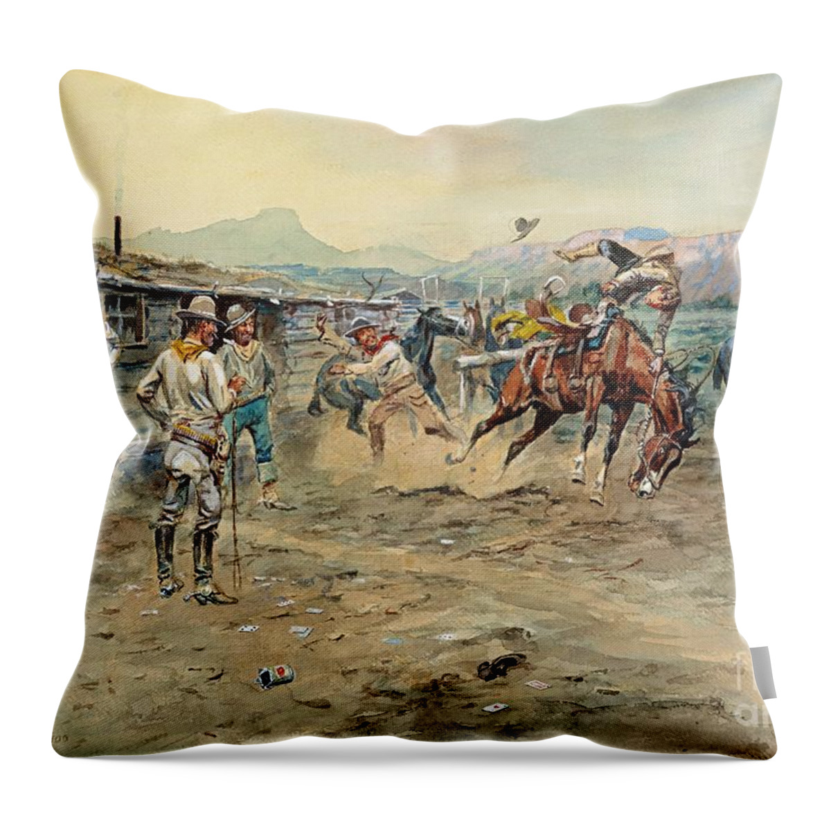 Pd: Reproduction Throw Pillow featuring the painting The Tenderfoot by Thea Recuerdo