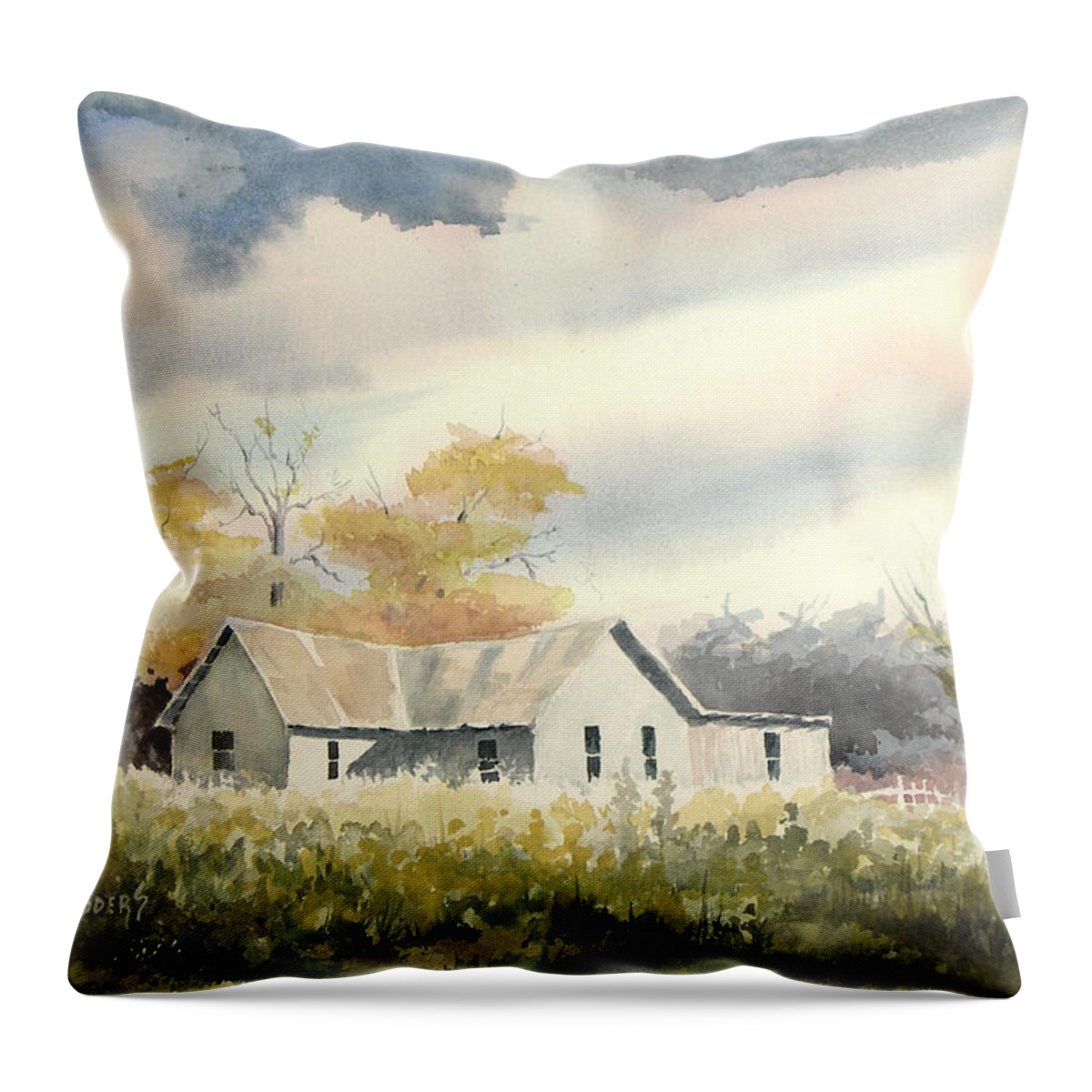 Farm Throw Pillow featuring the painting The Thompson Place by Sam Sidders