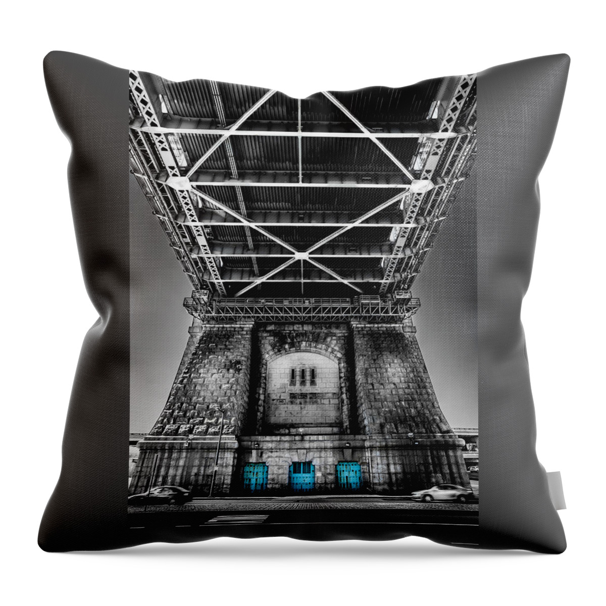 Marvin Saptes Throw Pillow featuring the photograph The Three Blue Doors by Marvin Spates