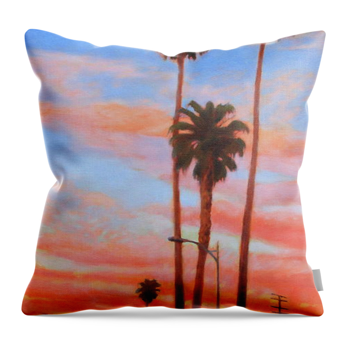 Hollywood Throw Pillow featuring the painting The Three Palms by Andrew Danielsen