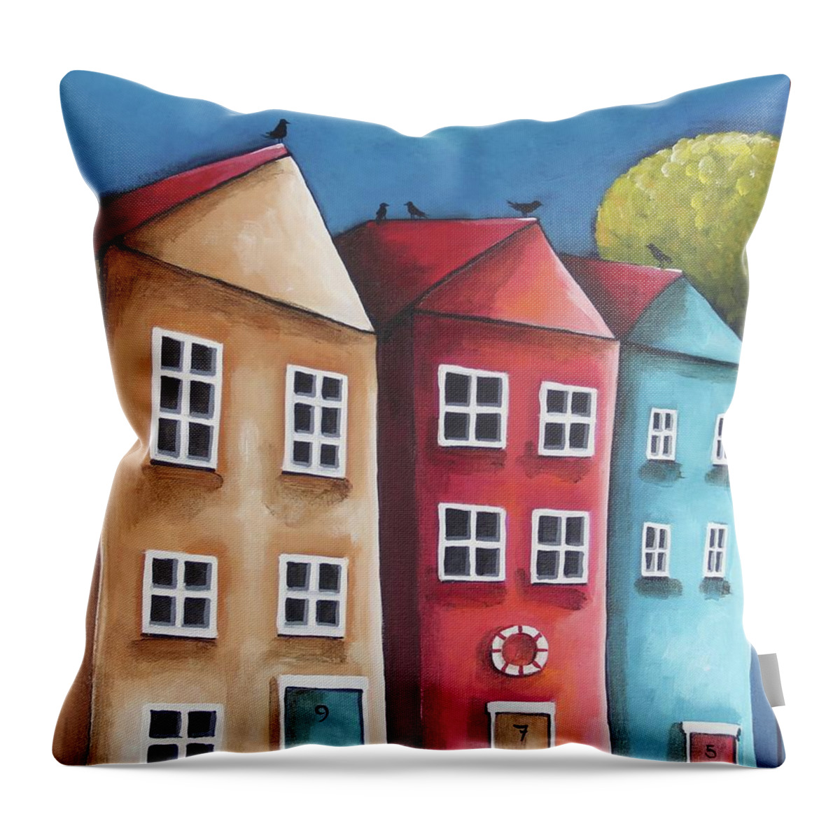 Whimsical Throw Pillow featuring the painting The Three Sisters by Lucia Stewart