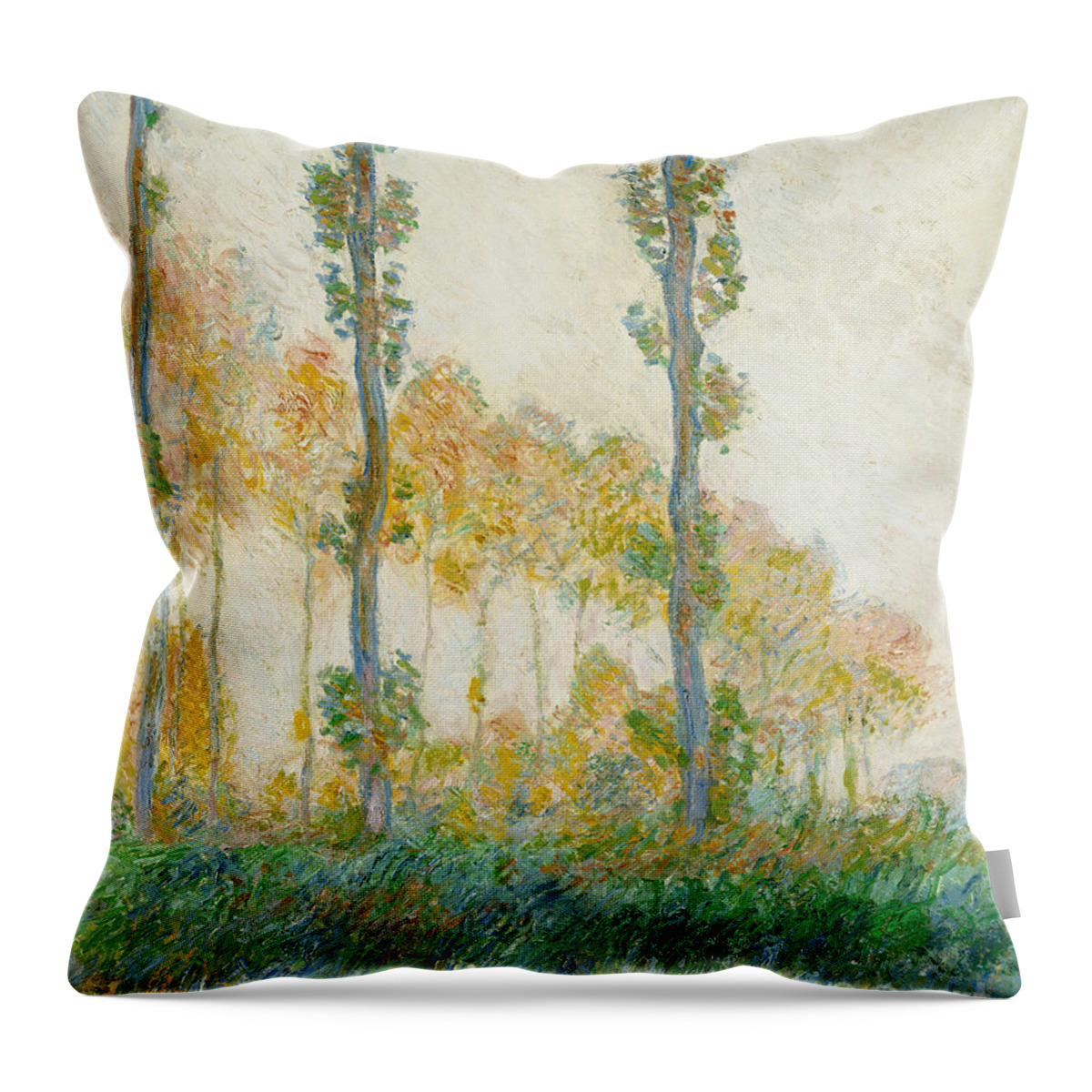 Impressionism; Impressionist; Landscape; River Throw Pillow featuring the painting The Three Trees, Autumn, 1891 C Monet by Claude Monet