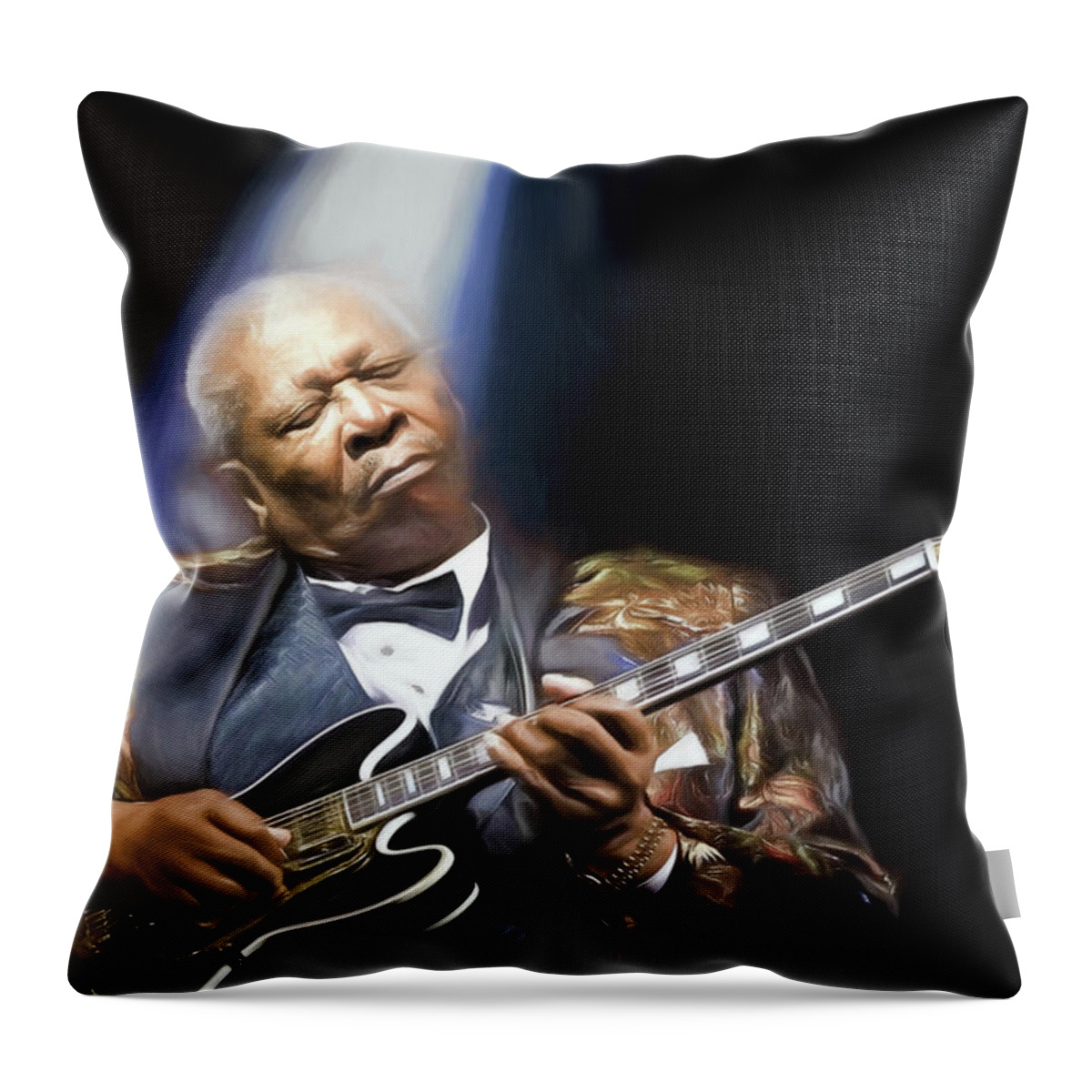 Bb King Throw Pillow featuring the digital art The Thrill Is Gone by Peter Chilelli