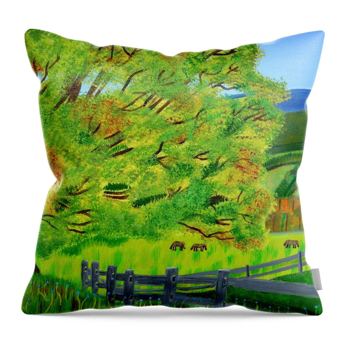 Tree Throw Pillow featuring the painting The Tree of Joy by Magdalena Frohnsdorff