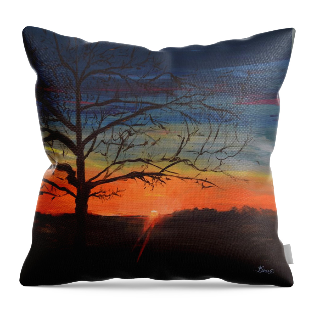 Tree Throw Pillow featuring the painting The Tree by Terri Einer