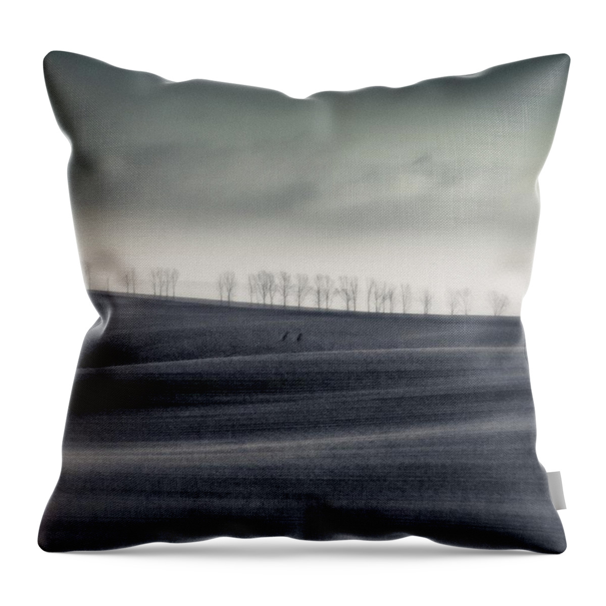 Clouds Throw Pillow featuring the photograph The Trees On The Horizon

#monochrome by Mandy Tabatt