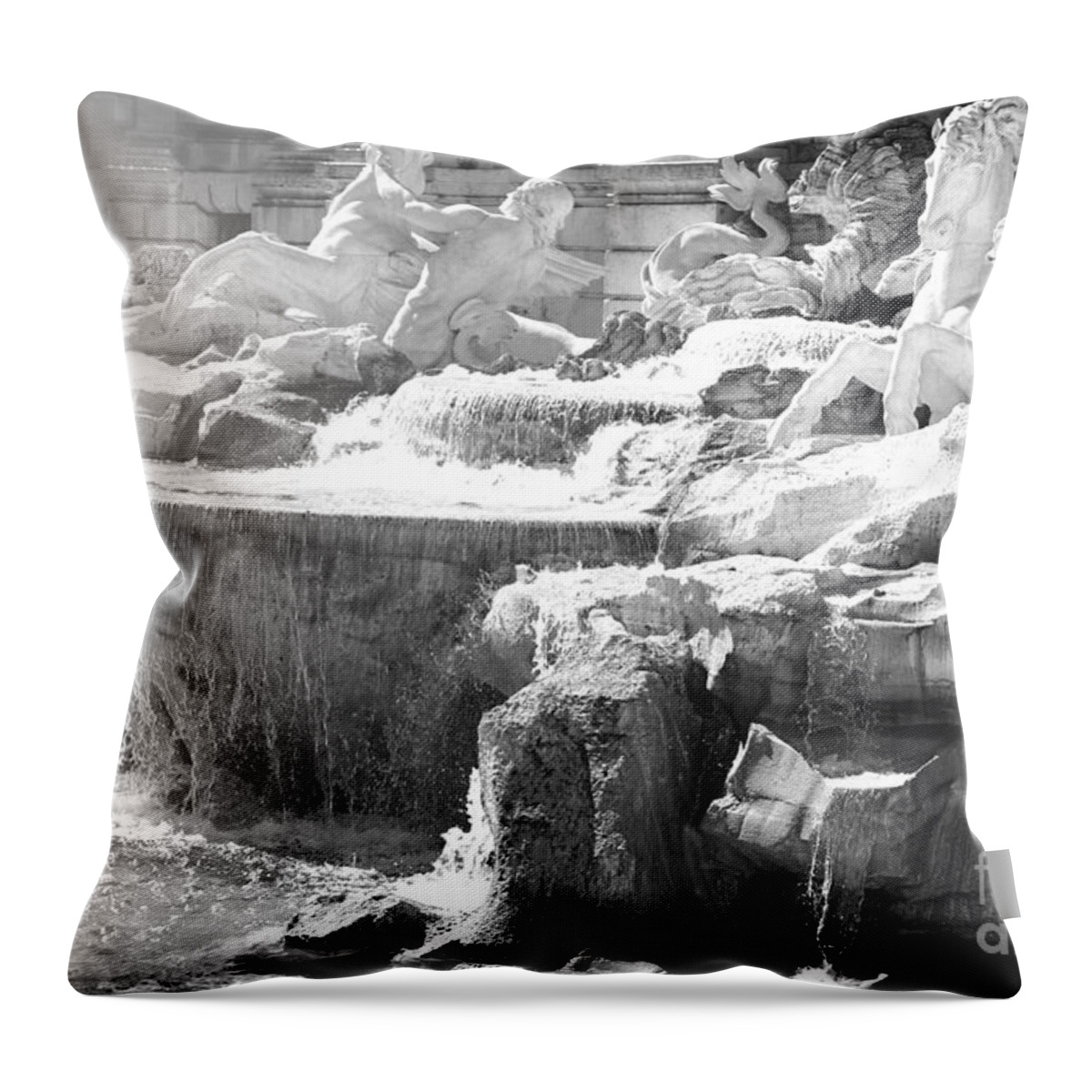 Trevi Fountain Throw Pillow featuring the photograph The Trevi fountain detail in Rome by Stefano Senise