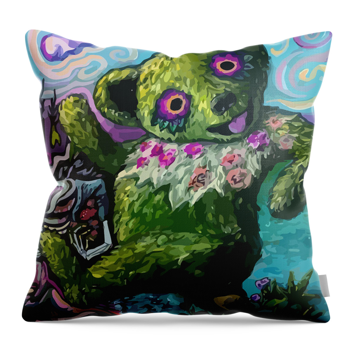 Grateful Dead Throw Pillow featuring the digital art The Tripy Bear by The Bear