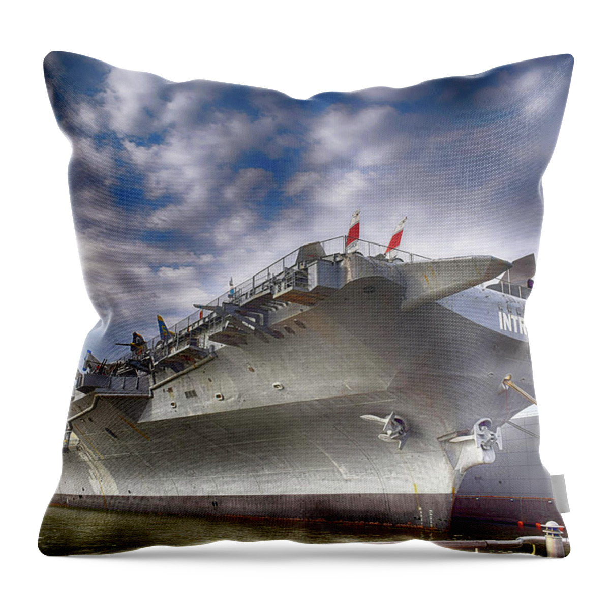 Uss Intrepid Throw Pillow featuring the photograph The U S S Intrepid by Dyle Warren