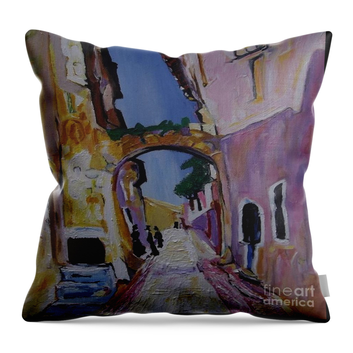 Acrylic Painting Throw Pillow featuring the painting The Village Arch by Denise Morgan