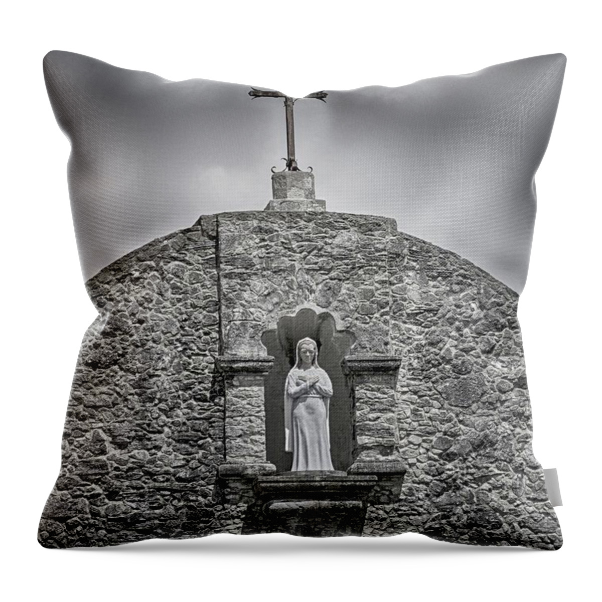 The Battle Of Goliad Throw Pillow featuring the photograph The Virgin Mary in Goliad by Kristina Deane