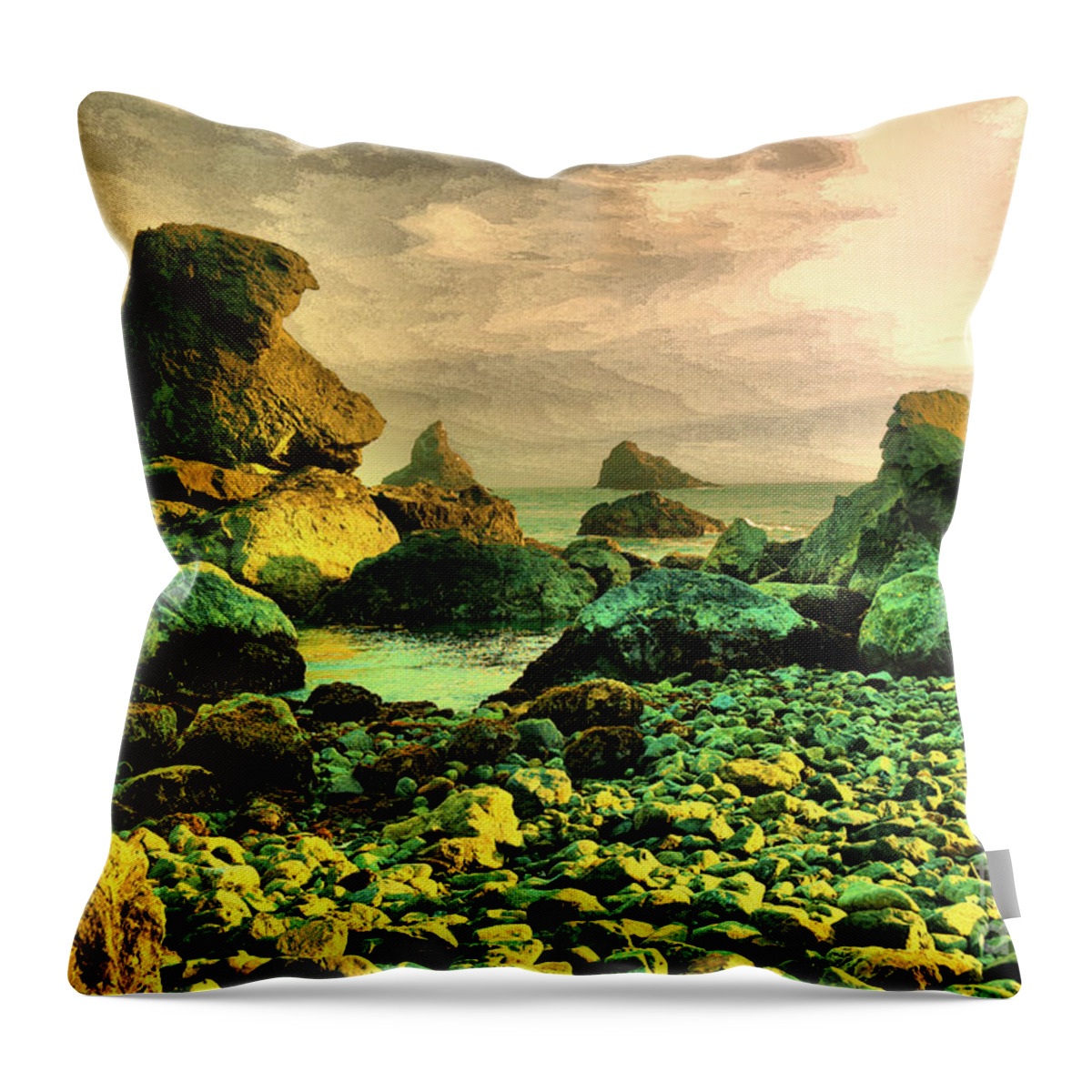 Rocks Throw Pillow featuring the photograph The voice of the ocean echoing off the rocks by Jeff Swan