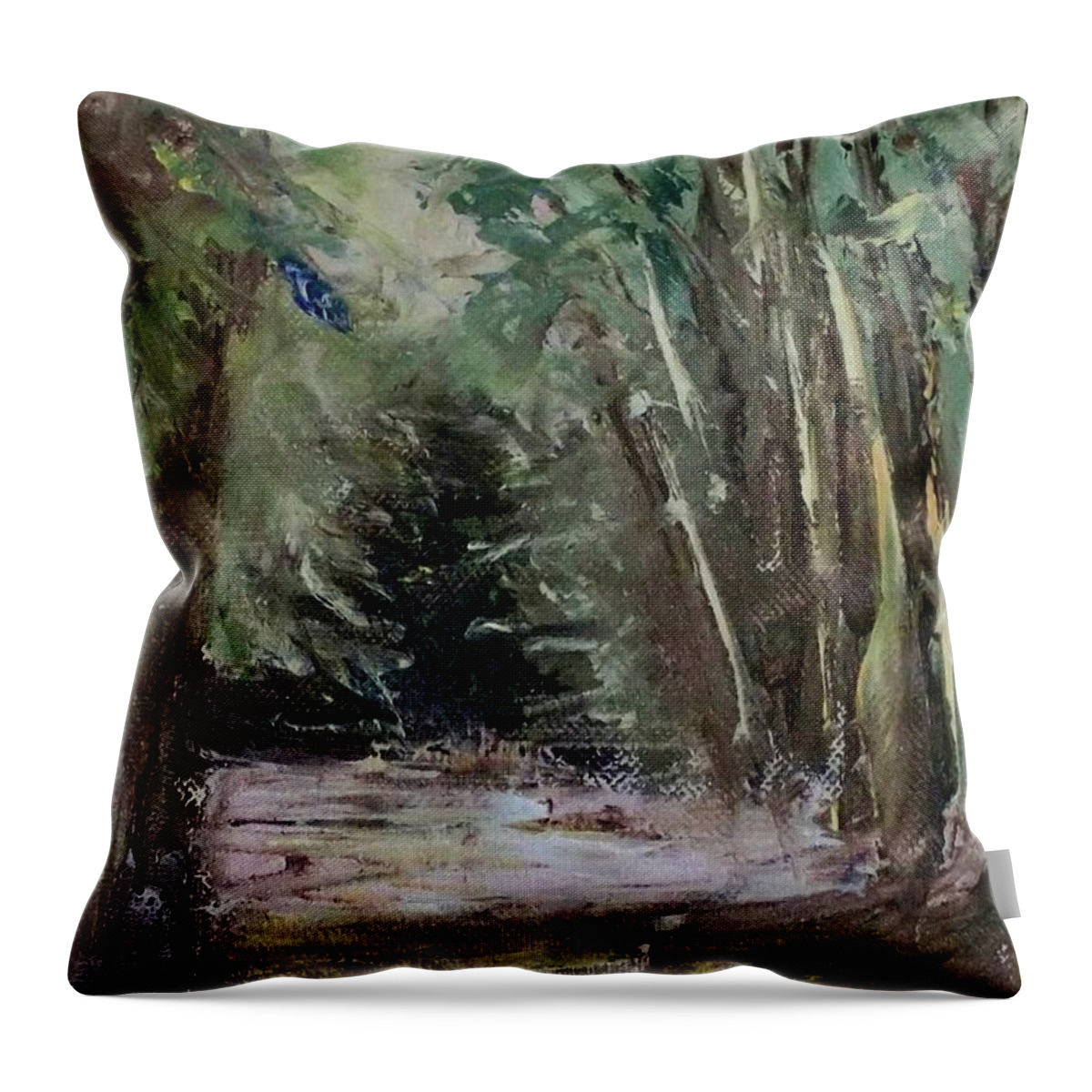 Landscape Throw Pillow featuring the painting The Walk by Stephen King