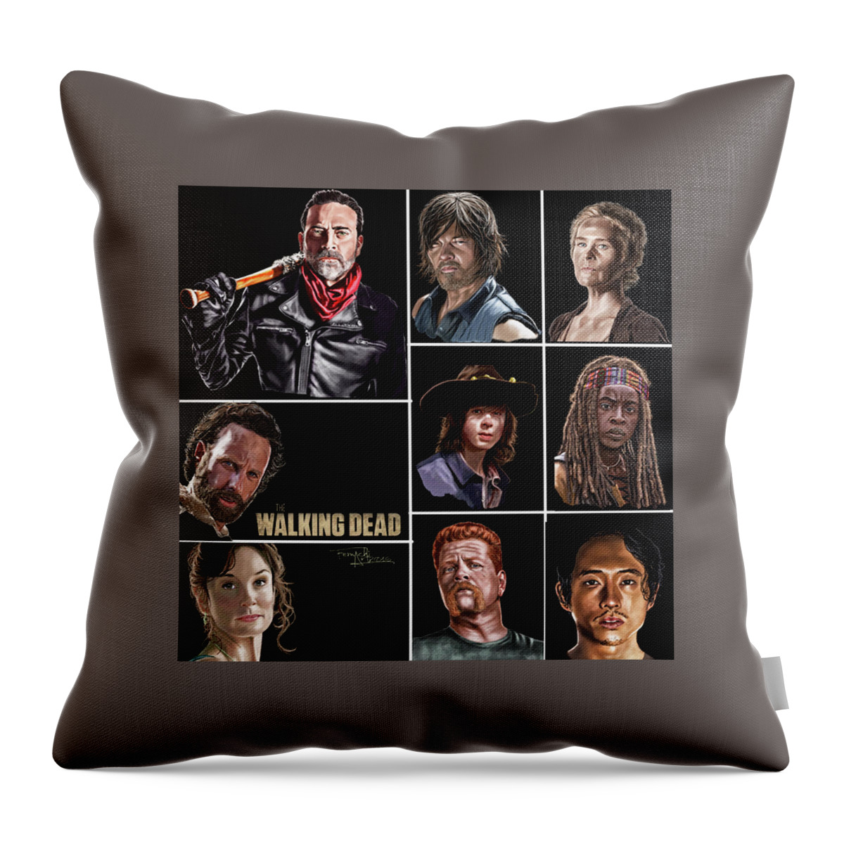 The Walking Dead Throw Pillow featuring the painting The Walking Dead by Femchi Art