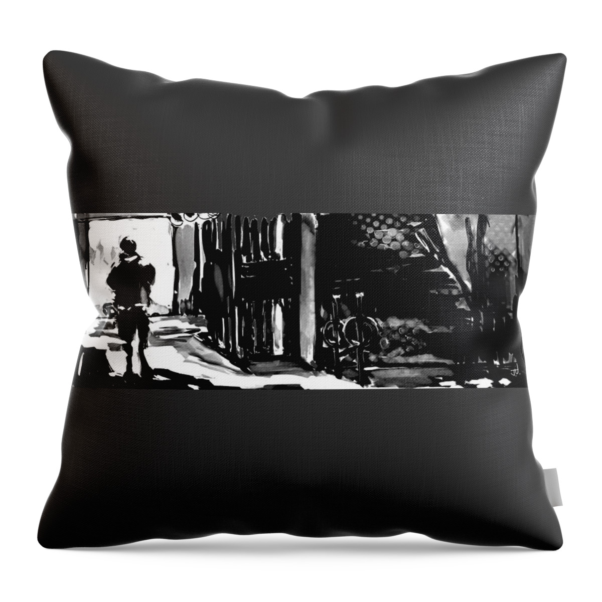 Silhouette Throw Pillow featuring the painting The Walkthru by Jim Vance