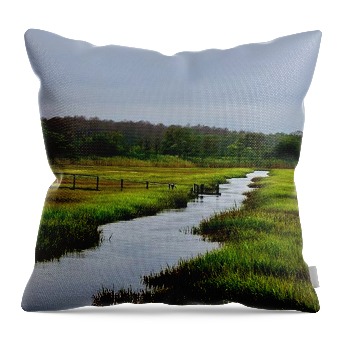 Marsh Throw Pillow featuring the photograph The Water Road Through the Marsh by Shawn M Greener