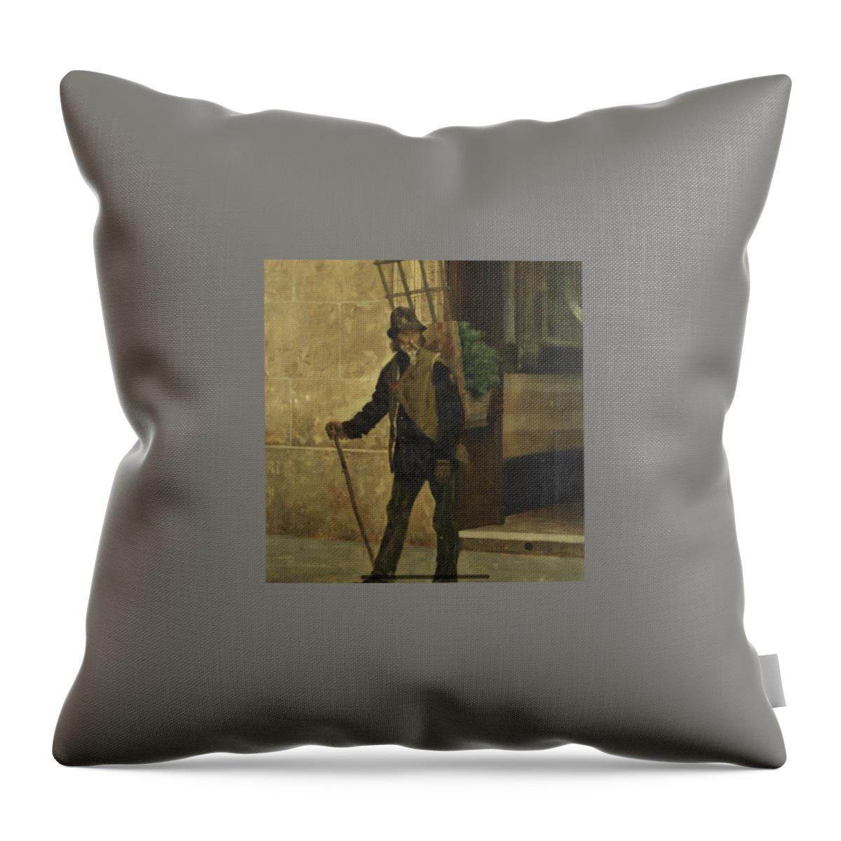 Pedro Lira (chilean Throw Pillow featuring the painting The Watercress Seller by Pedro Lira