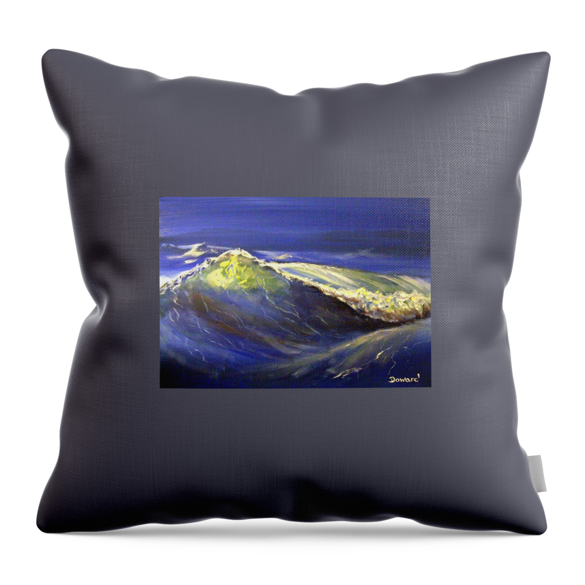 Art Seascape Throw Pillow featuring the painting The Wave by Raymond Doward