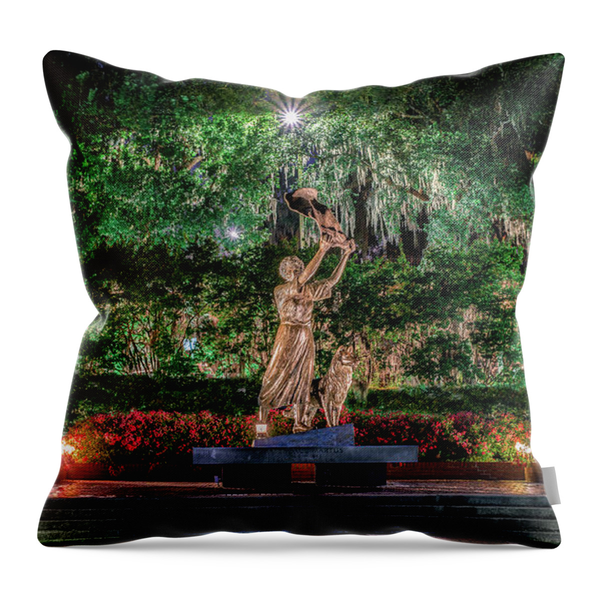 East River Throw Pillow featuring the photograph The Waving Girl by Traveler's Pics