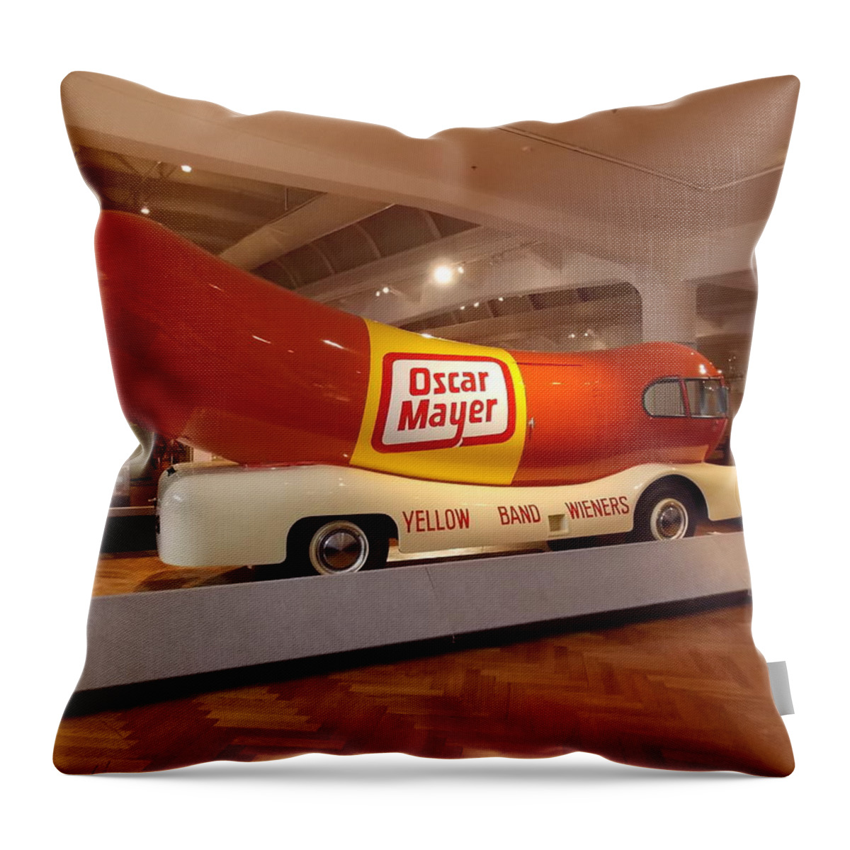 Weiner Throw Pillow featuring the photograph The Weinermobile 1 by Nina Kindred