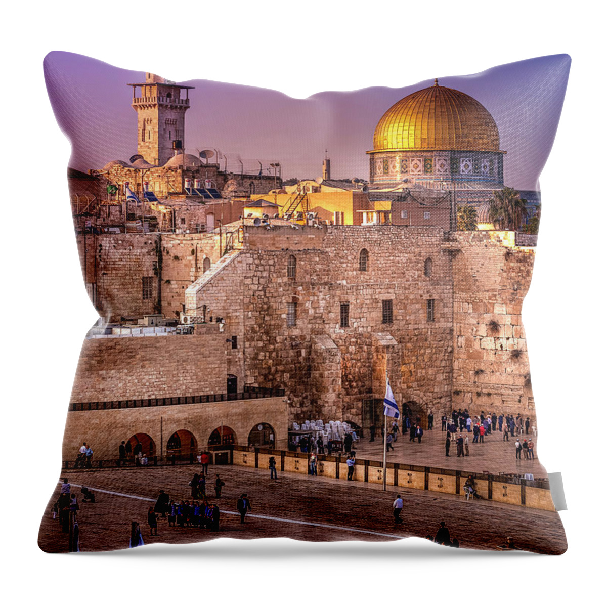 Endre Throw Pillow featuring the photograph The Western Wall At Sunset by Endre Balogh